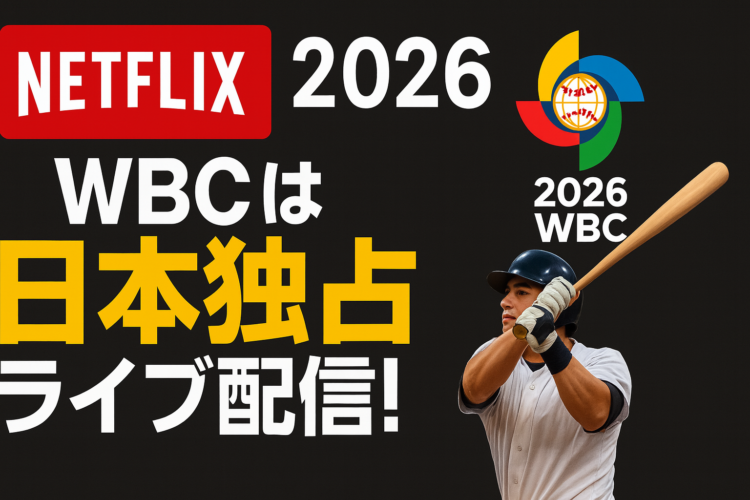 【2026年WBC】Netflixで日本独占ライブ配信決定！視聴方法・料金まとめ